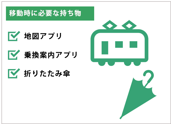 移動時に必要な持ち物