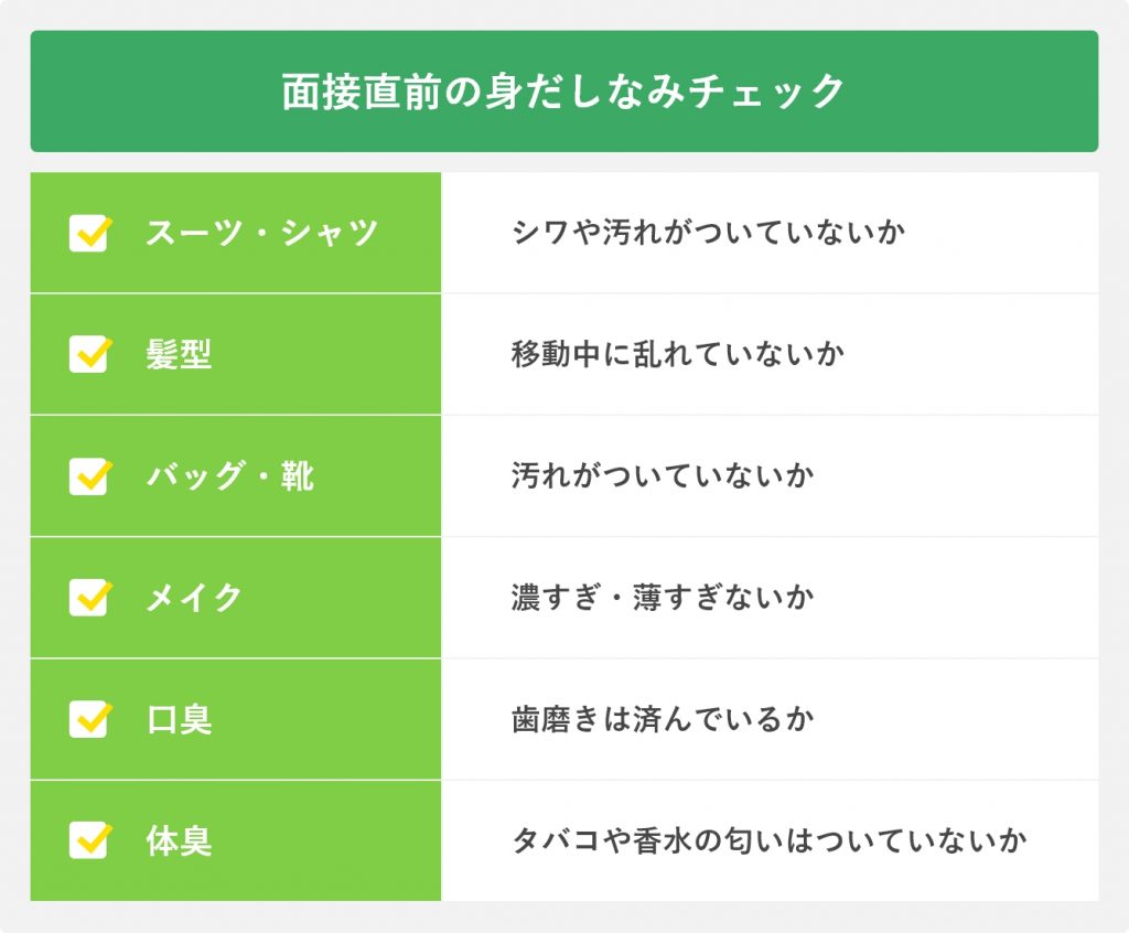 面接前の身だしなみチェック