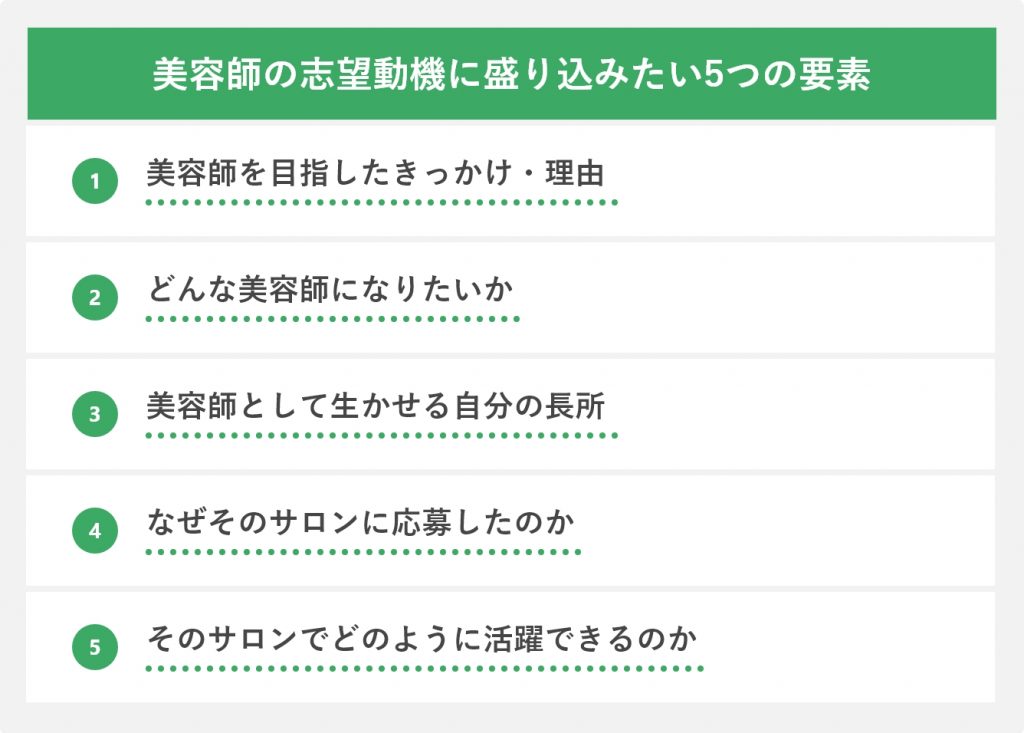 美容師の志望動機に盛り込みたい5つの要素