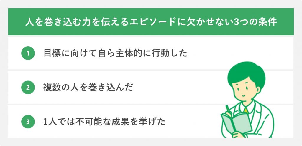 人を巻き込む力を伝えるエピソードに欠かせない3つの条件