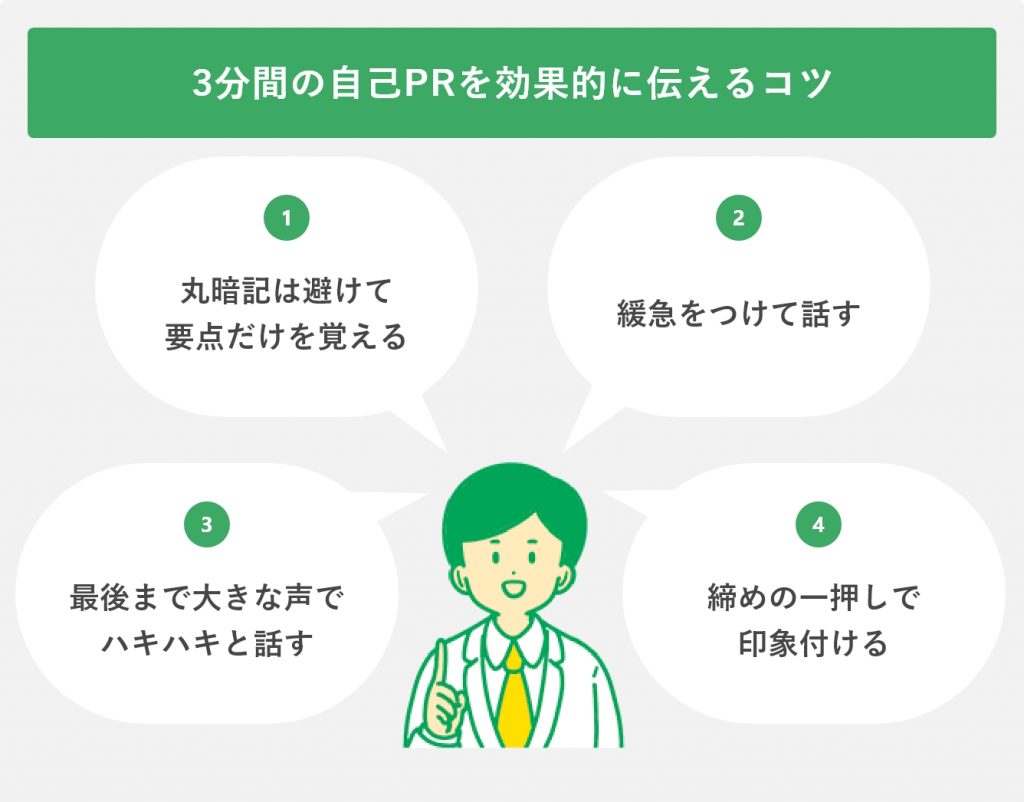 例文8選｜3分の自己PRを最大限活かすコツやありがちな失敗を解説 