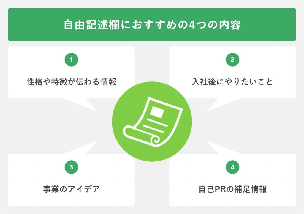 自由記述欄におすすめの4つの内容