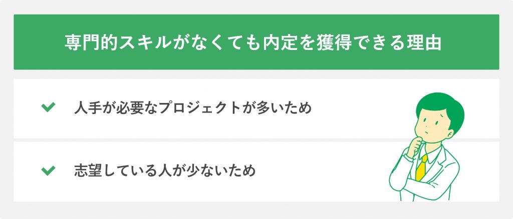 専門スキルがなくても内定を獲得できる理由