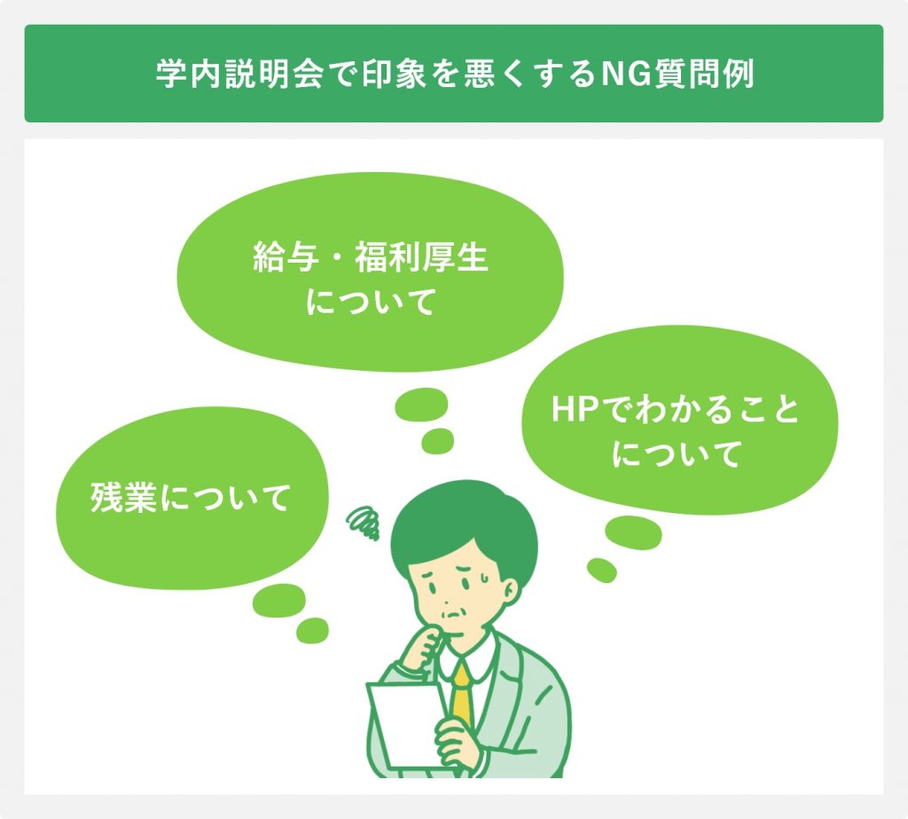 学内説明会で印象を悪くするNG質問例