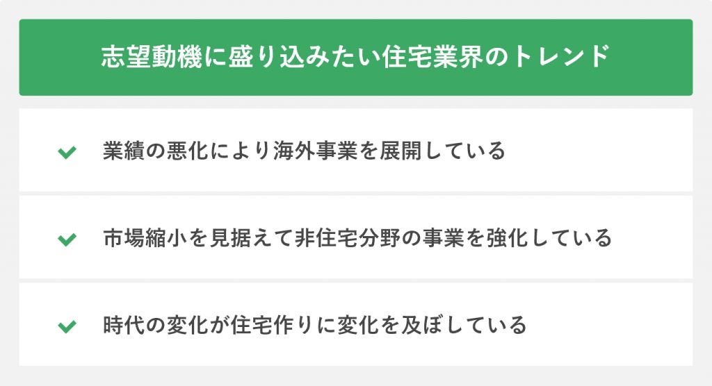志望動機に盛り込みたい住宅業界のトレンド