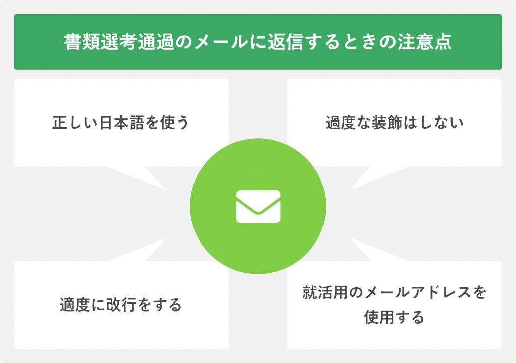 書類選考の通過メールへの返信を書く際の注意点