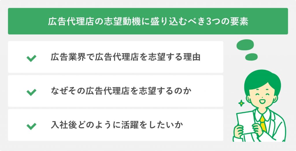 広告代理店の志望動機に盛り込むべき3つの要素