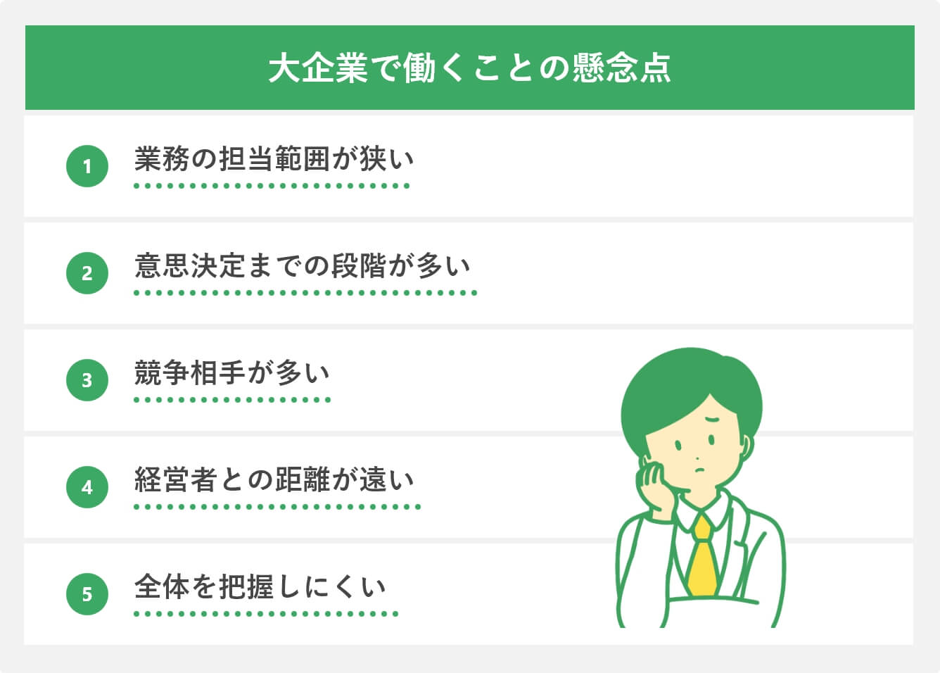  大企業で働くことの懸念点