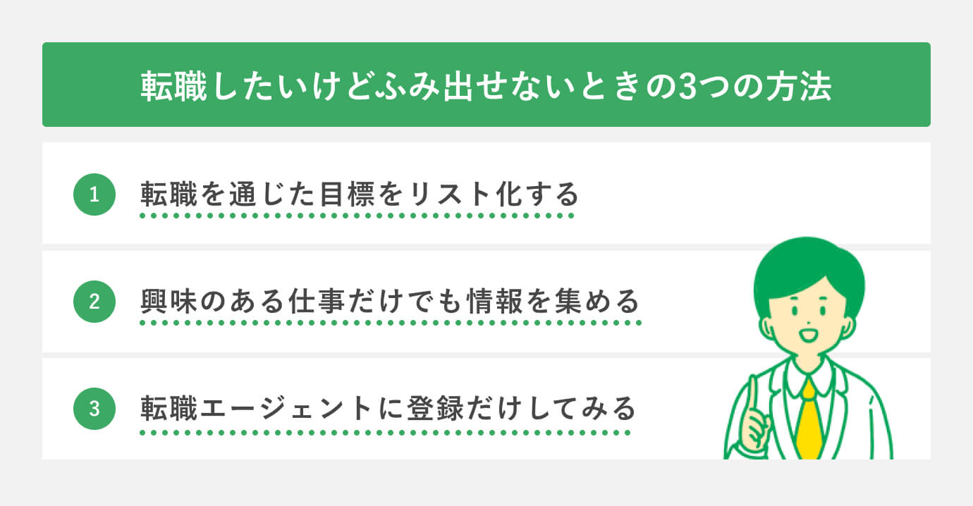 転職したいけどふみ出せないときの3つの方法