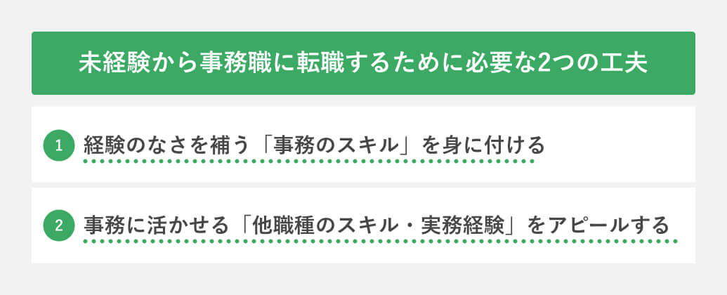 未経験から事務職に転職するために必要な2つの工夫
