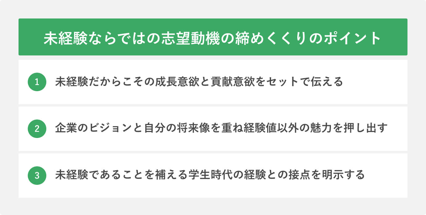 未経験ならではの志望動機の締めくくりのポイント
