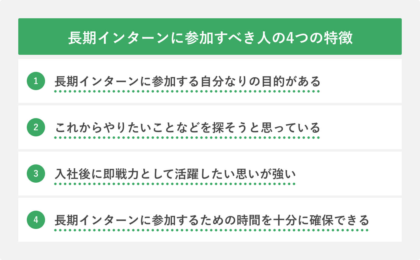 長期インターンに参加すべき人の4つの特徴