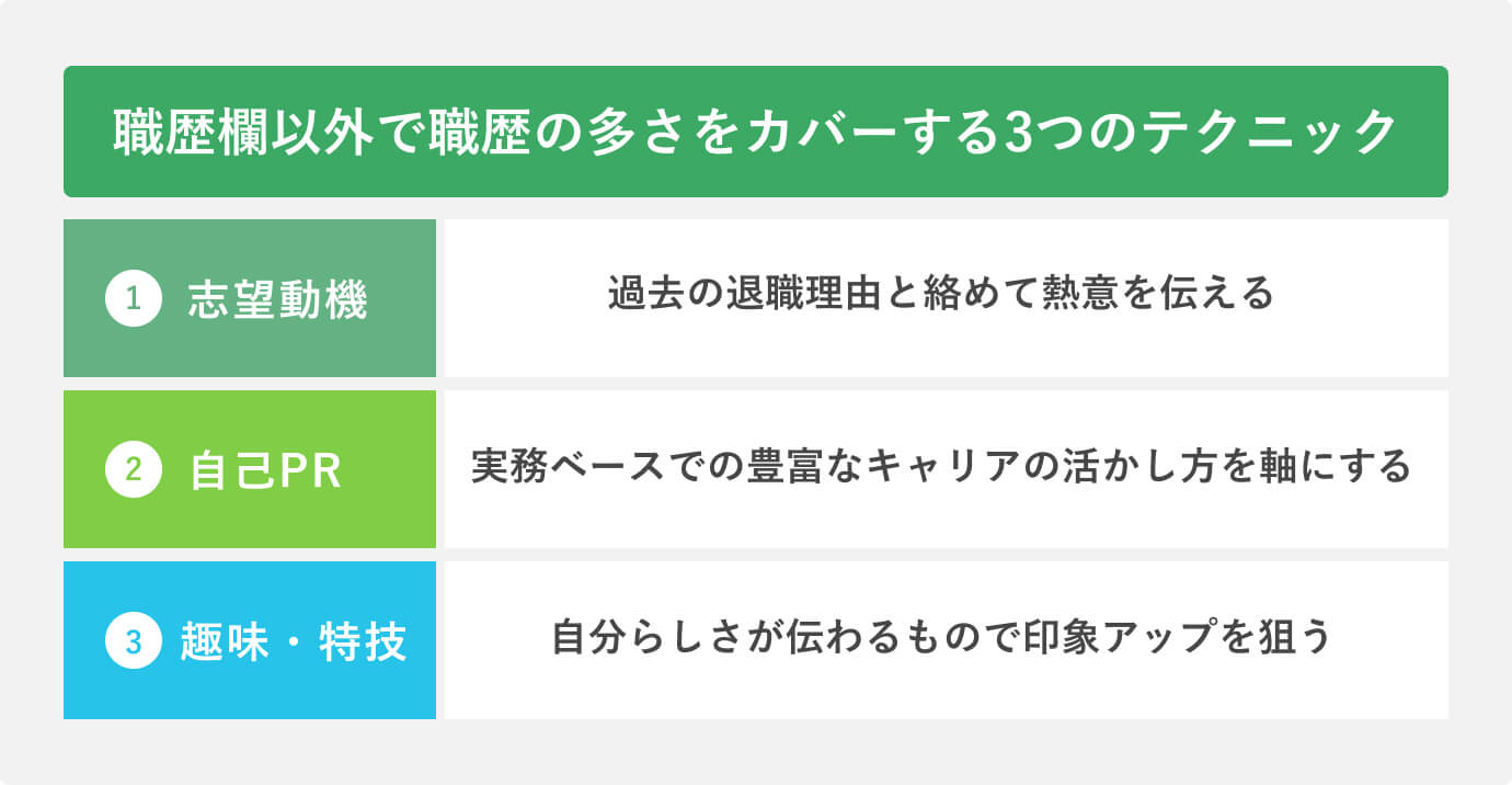 3項目別! 職歴欄以外で職歴の多さをカバーするテクニック