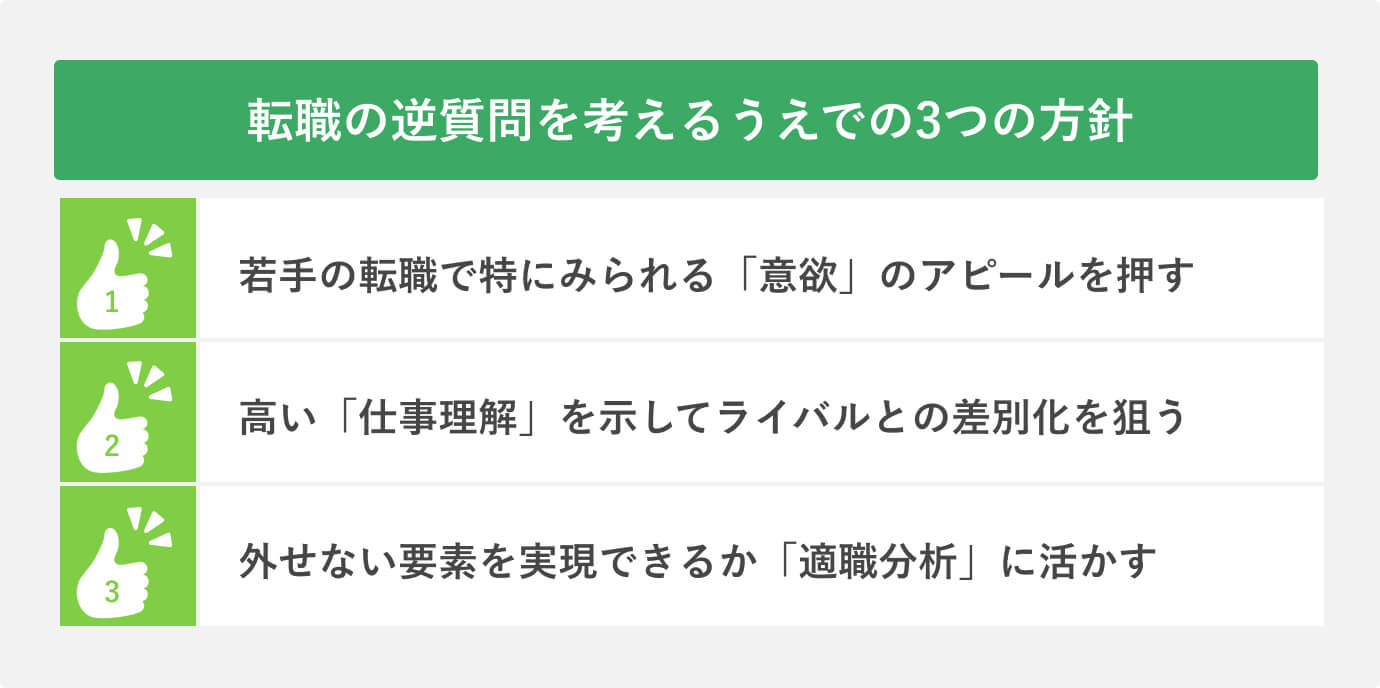 転職の逆質問を考えるうえでの3つの方針