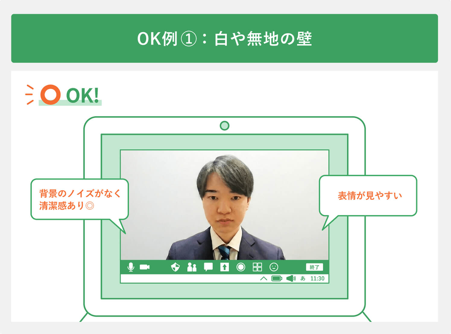 OK例①：白や無地の壁